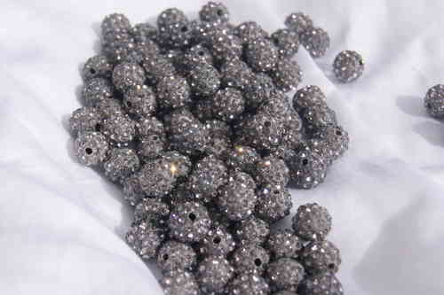 Perles Shamballa - Couleur Diamant Gris -10mm